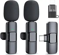 Kit Microfone de Lapela Profissional Sem Fio, Alta Sensibilidade, Compatível com Tipo C e iOS – Ideal para Podcast, YouTubers, Influencers e TikTok – Com Redução de Ruído