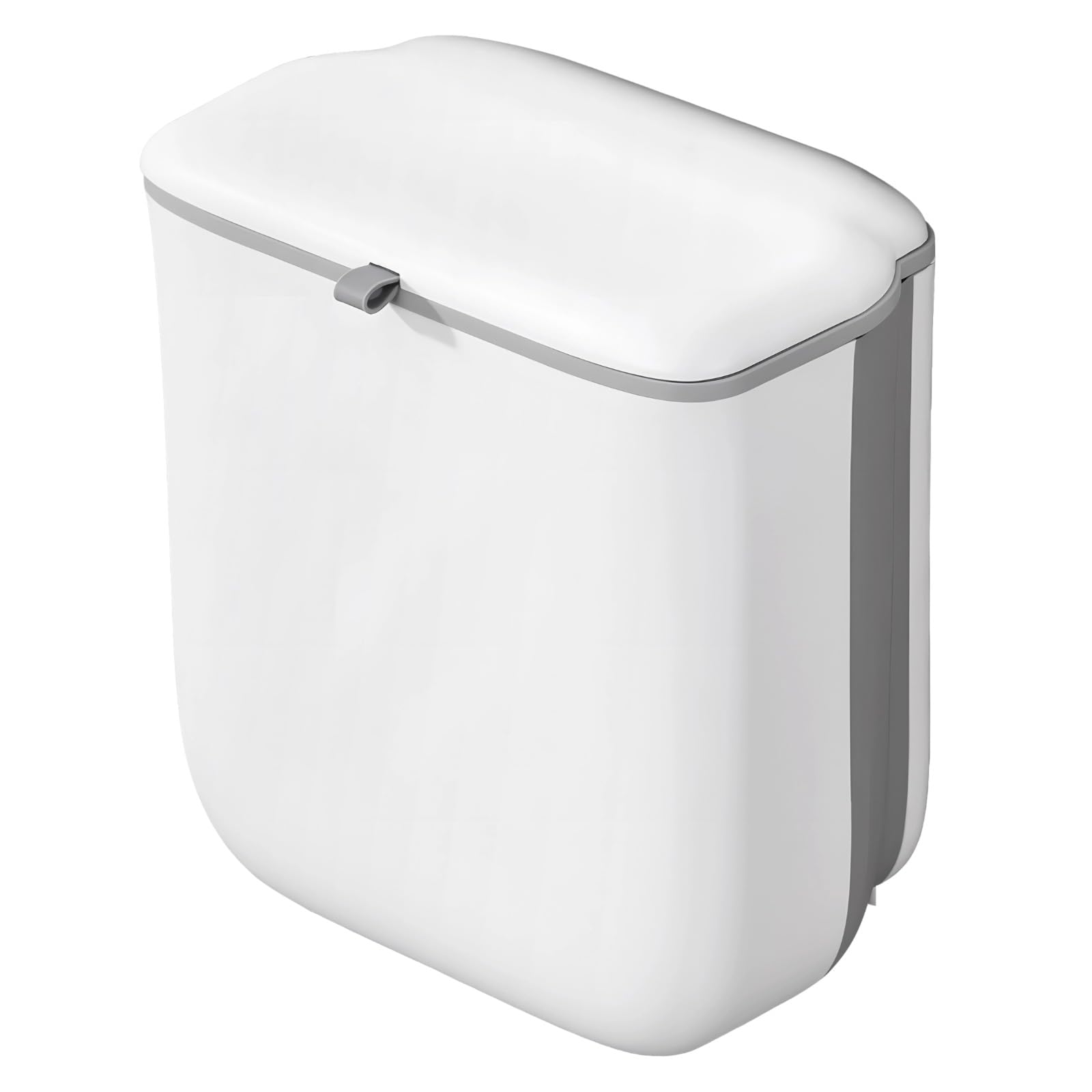 Poubelle suspendue pour cuisine, sous-évier, compacte et pliable, modèle voiture, blanche, avec couvercle coulissant étanche pour compost, gain de place sous comptoir