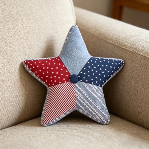 CENGNIAN 4th of July Decorations Star Shaped 14 x 14 inch Throw Pillows, Rustic...