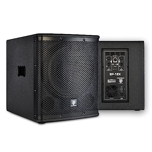 PRORECK SP-12X Active Powered PA DJ Subwoofer Cabinet 12 inch 1000W P.M.P.O with Class-D Amplifier, 3 DSP Presets-Monitor, Bass Reinforcement, Black, for Wedding, Party, Concert, Church (One Sub)