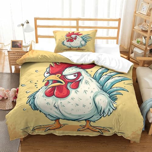 Housses de couettes microfibre Le Coq 3D lit simple 135x200