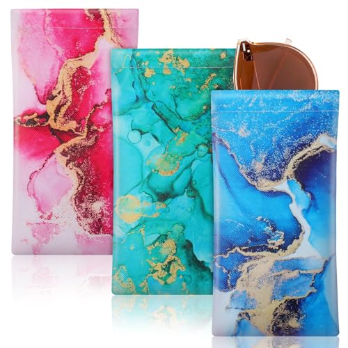 Image of 3 Pack Soft Glasses Case, Eyeglass Case Leather Sunglass Case, Portable Glasses Pouch for Women Men Kid