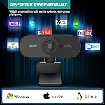 Webcam avec Microphone, Full HD 1080P Webcam pour PC, Ordinateur portable, bureau, MAC, Plug et Play Caméra Web avec Couverture de confidentialité, USB Caméra pour YouTube, Zoom, Skype, Facetime, Windows, Linux et macOS