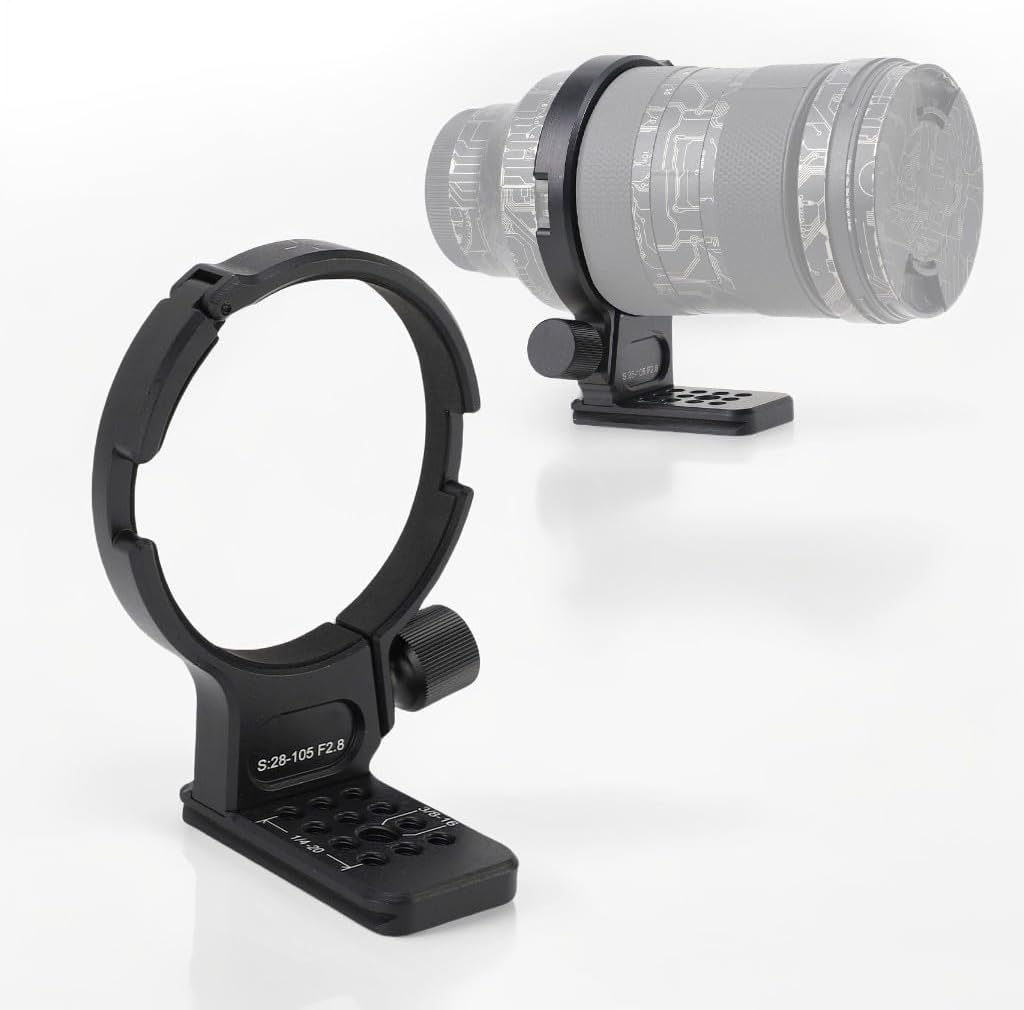 DG DN Art Lens Tripod Collar Replacement with Arca Base, Aluminum Alloy Mount Ring for 28-105mm F2.8, Quick Release Plate, Anti Slip Design