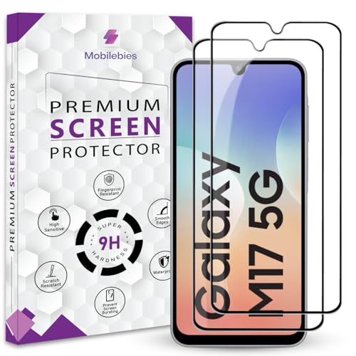 Mobilebies® Premium Tempered Glass Screen Protector Guard For Samsung M17 5G (6.7 Inch, Pack of 2) | Edge to Edge Coverage With Easy to installation...