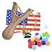 TOPRADE Solid Wooden Hunting Slingshot with National Flag Pattern Bag & Cotton Ammo for Catapult Hunting Game for Kids Children Adults (Flag Bag Set Wood)