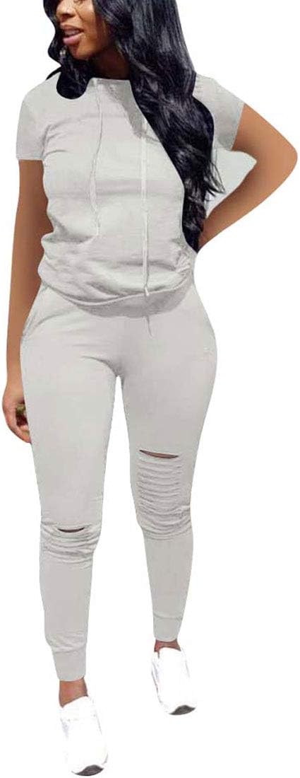 Nimsruc Two Piece Outfits for Women Short Sleeve Sweatsuit Casual Tracksuit…