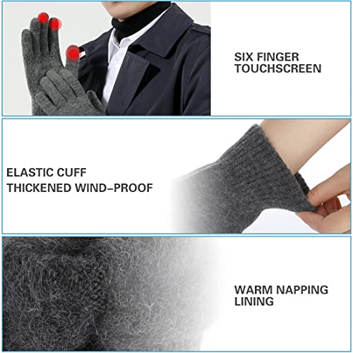 Milduall Winter Warm Gloves, Knitted Touch Screen Gloves Anti-Slip Thermal Gloves Cold Proof Mittens with Thickened Elastic Windproof Cuff for Outdoor Cycling Hiking Climbing Sports Bicycle - Image 4