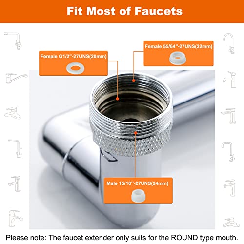 Maosgo Faucet Extender, 1440 Swivel Faucet Attachment 1080+360 Rotating Sprayer Faucet Extension Universal 2 Mode Splash Filter Water Faucet Aerator For Bathroom & Kitchen Sink #TOP4