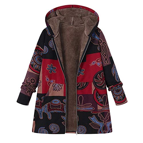 Fudule Women Coats, Women's Splice Print Asymmetrical Plus Size Coat with Hooded Oversized Overcoat Outwear Parka Jacket