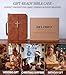 Vegan Leather Bible Cover Case, Bible Bag with Phone Pocket, Bible Case for Men Women, Christian Gift Box Packaging (Brown - with Strap)