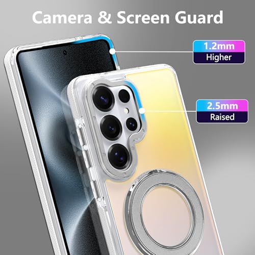 Image of Magnetic for Samsung Galaxy S26 Ultra Case with Stand [Compatible with Magsafe] [Cute Fluorescent Design] [1 Screen Protector] Slim Translucent Matte Case for Galaxy S26 Ultra 6.9 inch, White