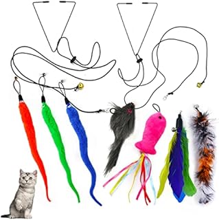 9 PCS Door Hanging Cat Toy, Self-Play Hanging Door Cat Mouse Toys, Retractable Plush Interactive Cat Toy for Indoor Cat Eliminating Boredom