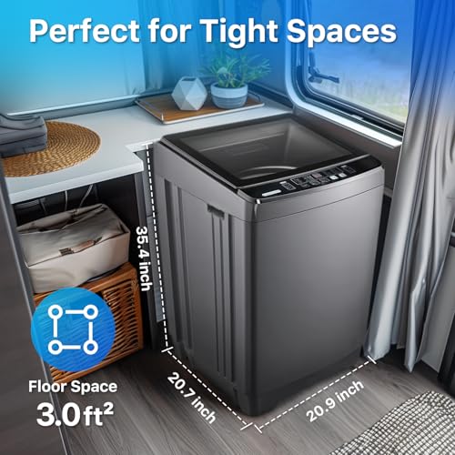 Image of Anypro Washing Machines 27 LBS Full Automatic Clothes Washer and Spinner Combo with 10 Program and 8 Water Level, Laundry Wash Spin Dryer for Apartment RV Dorm, Grey