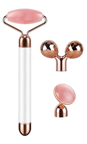 Miniatura 2 de Rodillo de jade eléctrico 3D rodillo facial y masajeador facial, cuarzo rosa 3 en 1