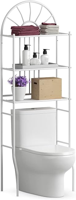 CASART Over Toilet Shelf, 3-Tier Metal Frame Bathroom Storage Rack, Space-Saving Floor-Standing Laundry Holder Display Rack Stand Organizer