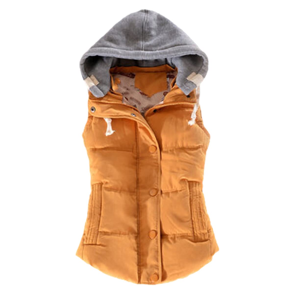 Chaleco sin mangas de mujer chaqueta de invierno casual estilo oversize con bolsillos amarillo 4XL 3