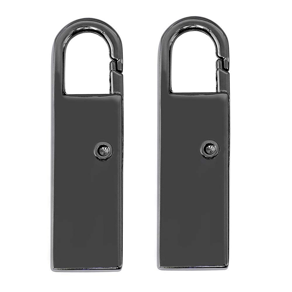 IPartsZipper Pull Tap Replacement for Suitcases Backpacks, Black Metal Zipper Handle Mend Fixer for Luggage Jacket, Set of 2
