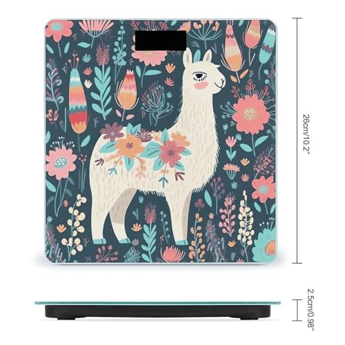 Báscula de baño digital con vidrio templado Cute Llama Floral miniatura 2