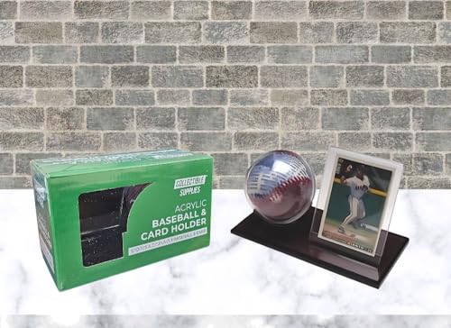 Collectible Supplies Acrylic Baseball and Card Display Case | Acrylic Holder | Black Base and Clear Viewing Display Case | Protection & Elegant Design