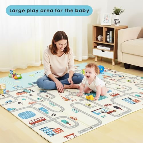 Image of SNAPTRON Baby Play Mat for 0 to 5 Years, Extra Large Reversible Baby Play Mat, BPA Free Learning & Crawling Foldable Foam Mat (6.5x5 ft, 0.6cm Thick) Double Side Waterproof Floor Mat for Kids
