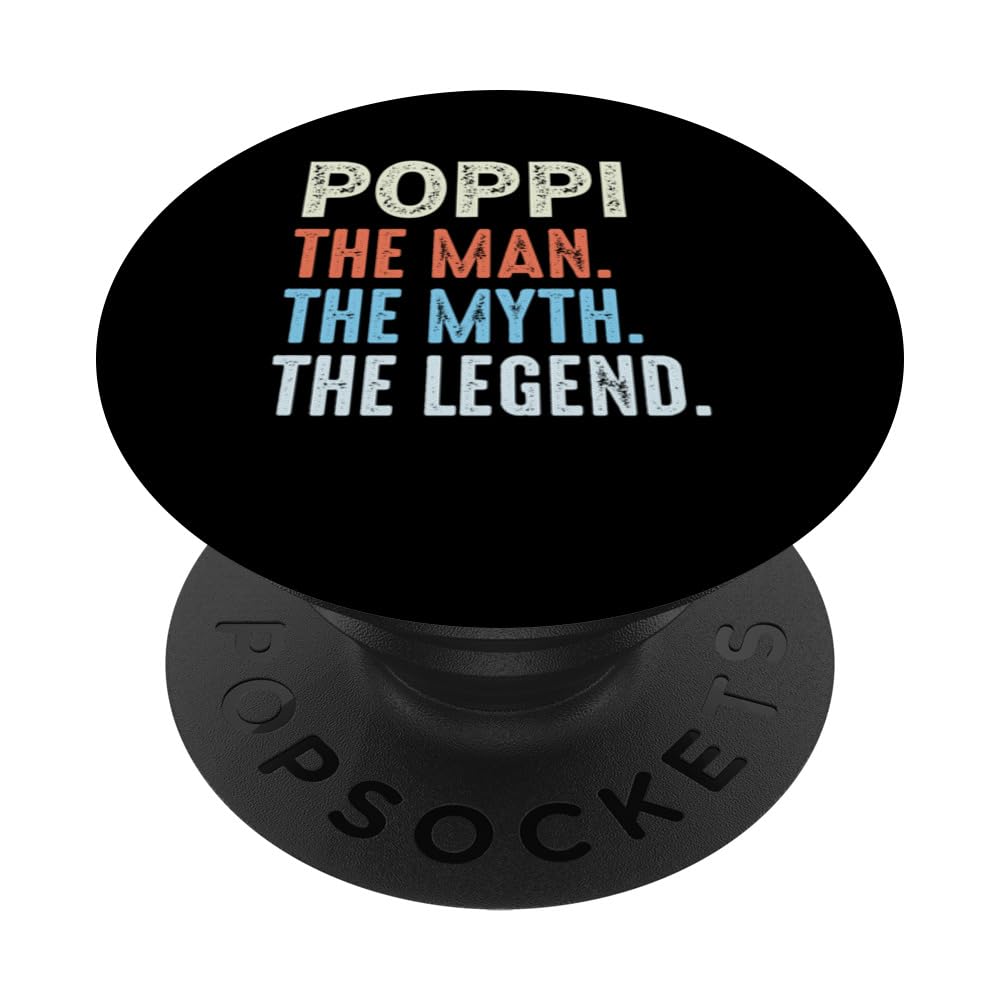 POPPI Man The Myth The Legend Funny Vintage Father's Day PopSockets Swappable PopGrip, Black