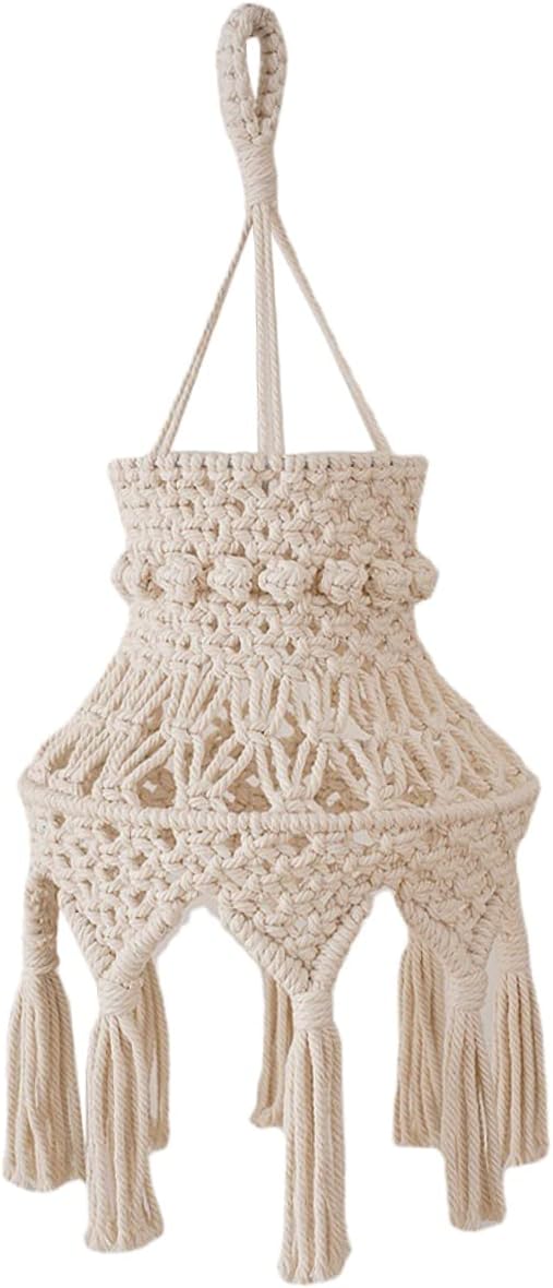 Levemolo Boho Macrame Hanging Light Shade Pendant Lamp Cover for Living Room Bedroom Bathroom Elegant Handcrafted Design for Home Decor