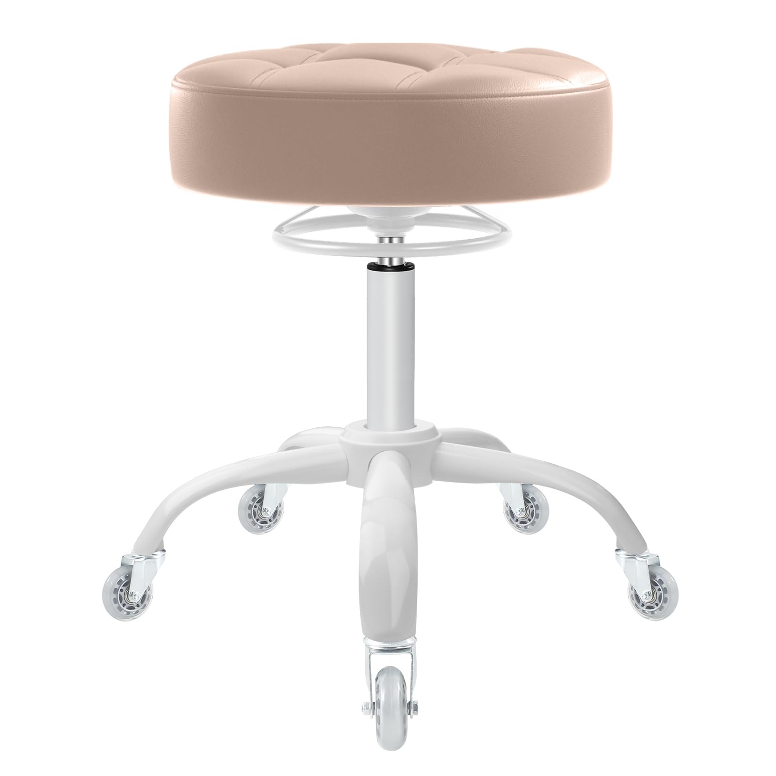 YEEZEE Rolling Stool Heavy Duty 400lbs: No Squeak, No Tip, Beige