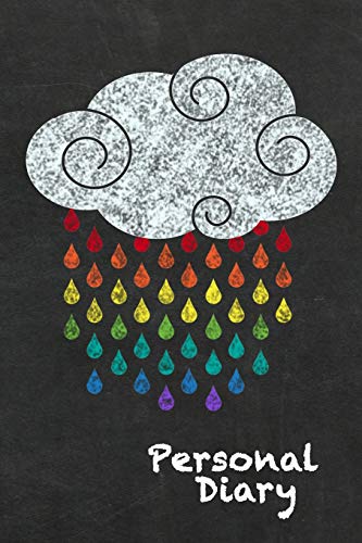 Personal Diary: Rainbow Drops From A Cloud On Chalkboard Design