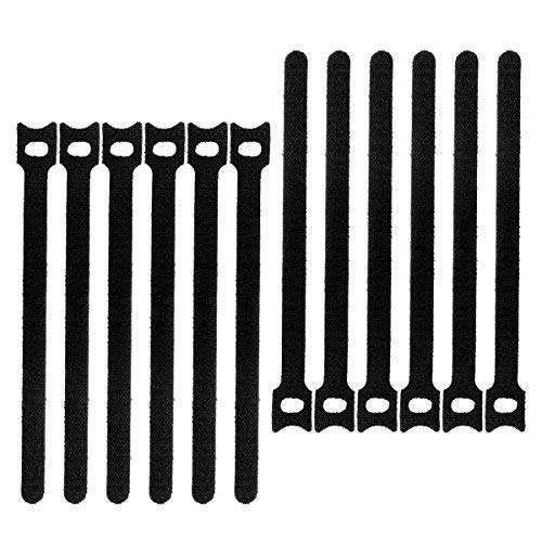 Dream lighting 7.87 inch Reusable Adhesive Fastening Black Cable Ties for Cords Management Pack of 12