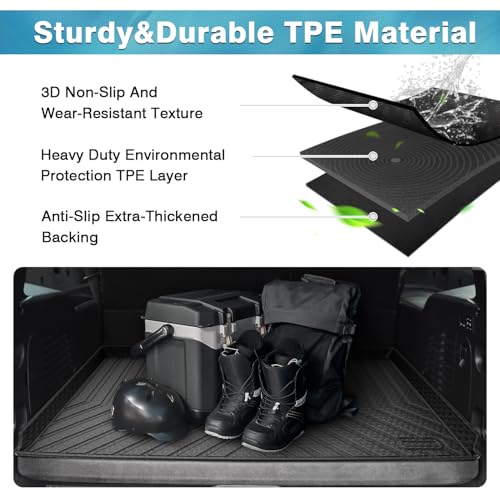 Image of Mixsuper Custom Fit Cargo Liner for Chevrolet Suburban /GMC Yukon XL /Cadillac Escalade ESV 2015-2020, All Weather Cargo Mat Rear Trunk Liner Behind The 3rd Row Seats Black