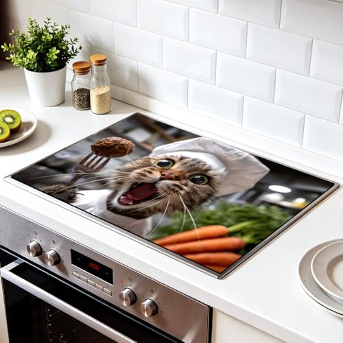 Image of Funny Cat Chef Stove Top Covers for Electric Stove, 28.4x20.5 in