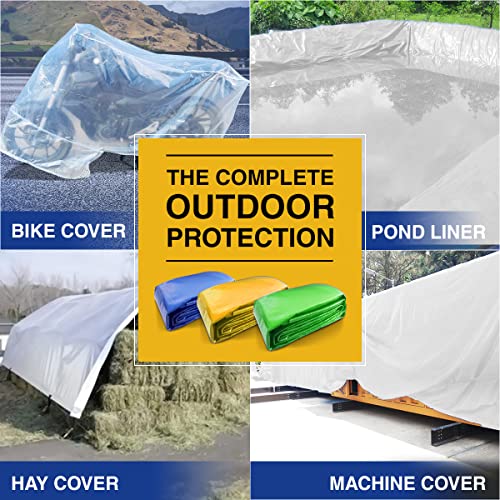 Image of TUFFPAULIN 12FT X 15FT 120 GSM Transparent Tarpaulin Tirpal Tadpatri Tharpai Thadika, Reinforced Eyelets, UV Resistant, Waterproof, 6 Layer MLCL 3D Rib Technology-1 No.
