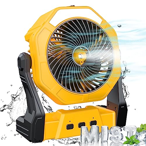 Ausic Portable Misting fan, 8-Inch Cooling Mist Fans, 10000mAh USB Rechargeable Battery Powered Fan with Mister, 250mL Water Tank & LED Lantern, for Home Desk, Bedroom, Office, Outdoor&Indoor Use