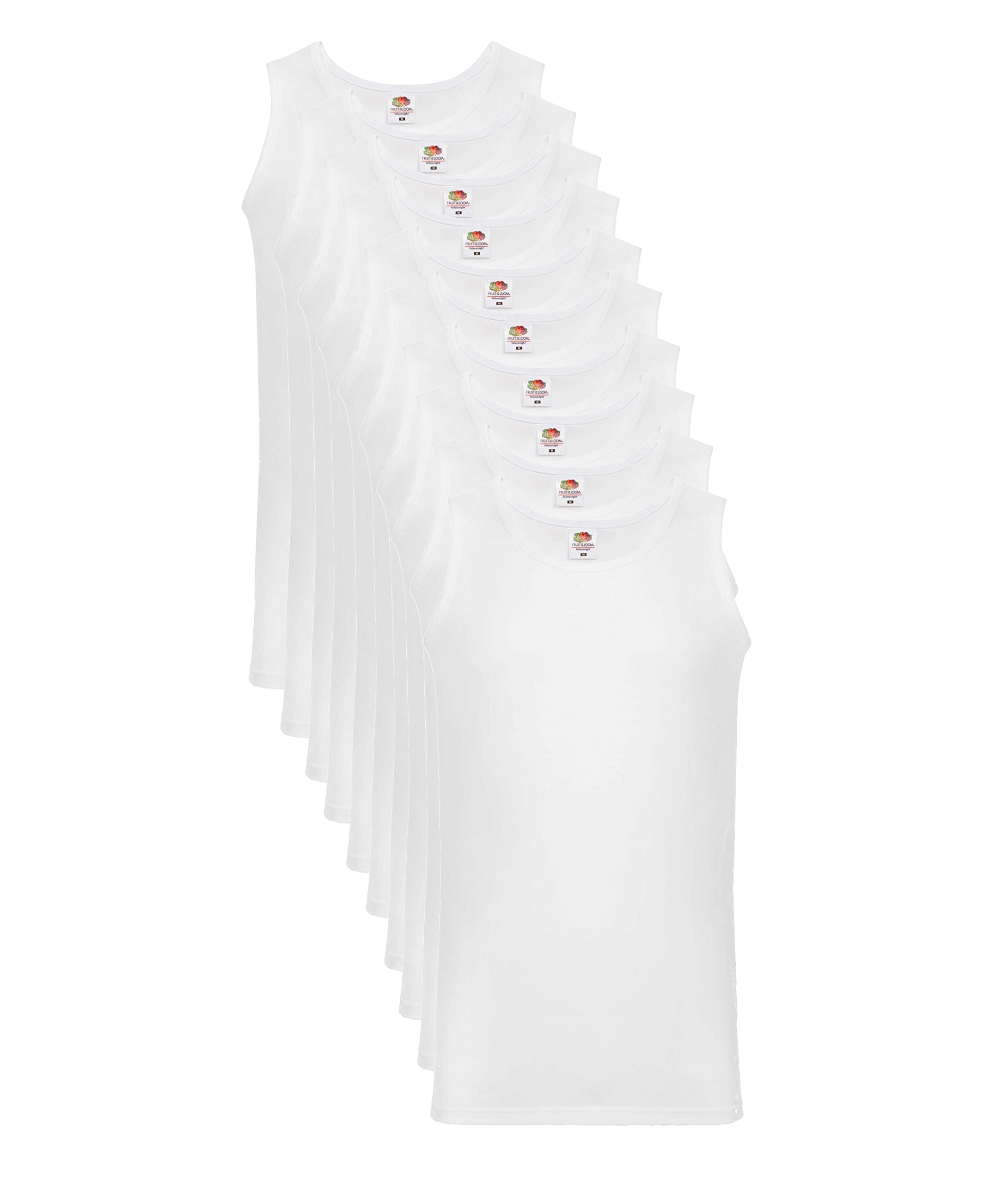 Fruit of the Loom Men's 10 Pack Regular Fit Plain Classic Sleeveless 10 Vest, White (White 30), Medium (Manufacturer Size:M)