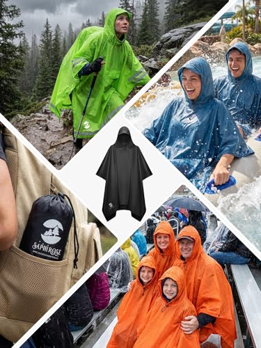 SaphiRose Hooded Rain Poncho Waterproof Raincoat Jacket for Men Women Adults - Image 7