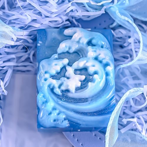 image for SIQINZONGWA Ocean Wave Soap Molds, Sea Wave Silicone Soap Molds for Re