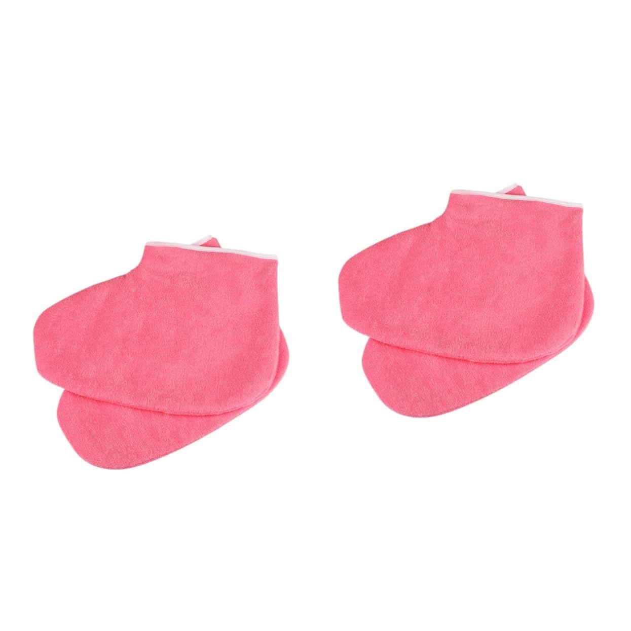 minkissy 2 Pairs Foot Paraffin Hand Mask Glove Foot Lotion Socks Feet Paraffin Reusable Moisturizing Socks Paraffin Wax Bath Paraffin Socks Paraffin Foot Spa Paraffin Bath Gloves Care Red