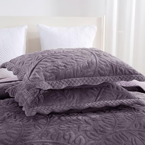 Edredón de terciopelo bordado MarCielo colcha suave con fundas de almohada 6