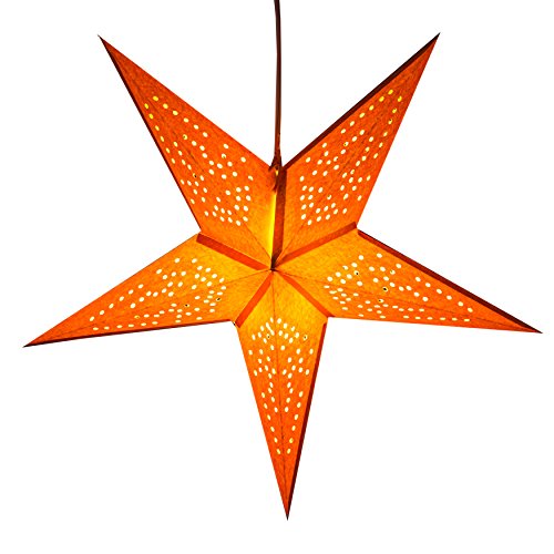 Orange Bandanna Paper Star Lantern with 12 Foot Power Cord Included