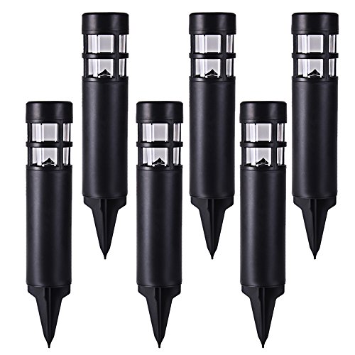 voona Solar Garden Lights Outdoor 6-Pack LED Solar Powered Landscape Bollard Path Lighting for Patio Pathway Backyard Lawn Driveway(Black)
