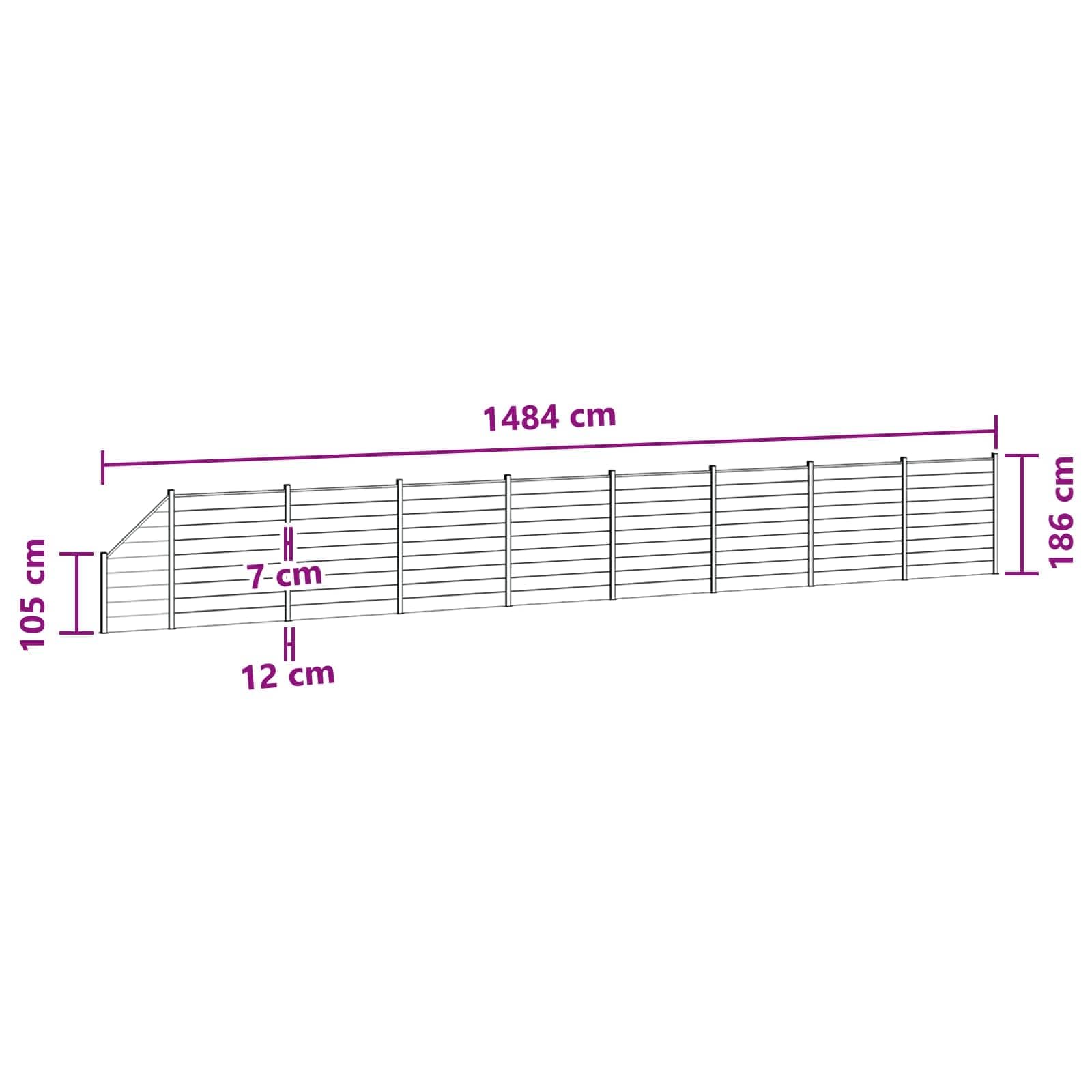 Panneau de clôture gris en WPC et aluminium, 9 pièces, barrière extérieure modulable pour jardin, terrasse, protection et intimité avec poteaux rigides