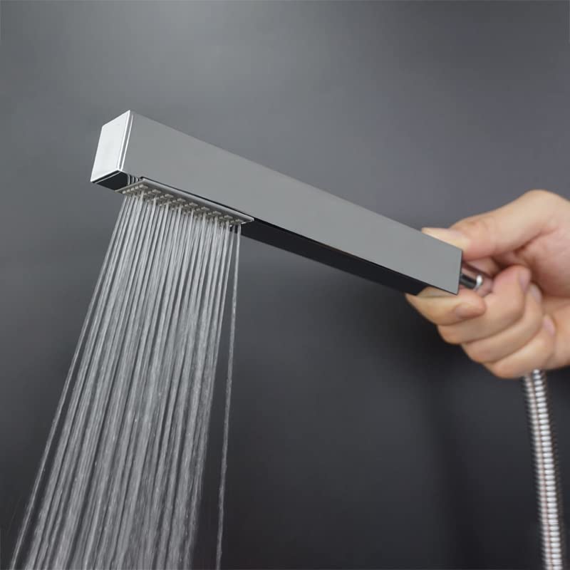 Juego de alcachofa de ducha de mano de alta presión con manguera de latón macizo y soporte de montaje en pared, conector G1/2 para baño, potente flujo de agua, diseño de fácil instalación