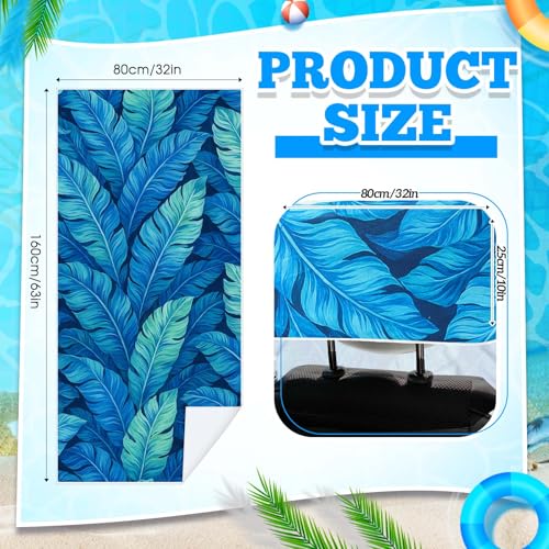Image of Hahafelt 2 Pack Car Seat Towel Cover with Storage Bag, Blue Leaves | 63 x 32 in Car Towel Seat Cover Non Slip Waterproof, Gym Workout Swimming Running, Machine Washable Sweat Absorbent Protector