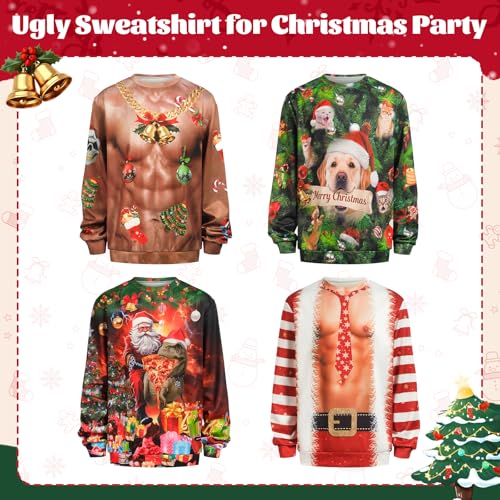 Santa Riding a Pizza-Eating T-Rex Christmas Sweatshirt - Image 2