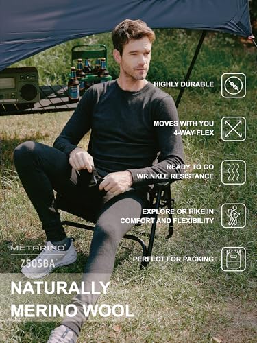 METARINO 100% Merino Wool Base Layer Men Pants -Midweight Thermal Underwear Bottoms for Skiing,Hiking,Cycling,Sports3