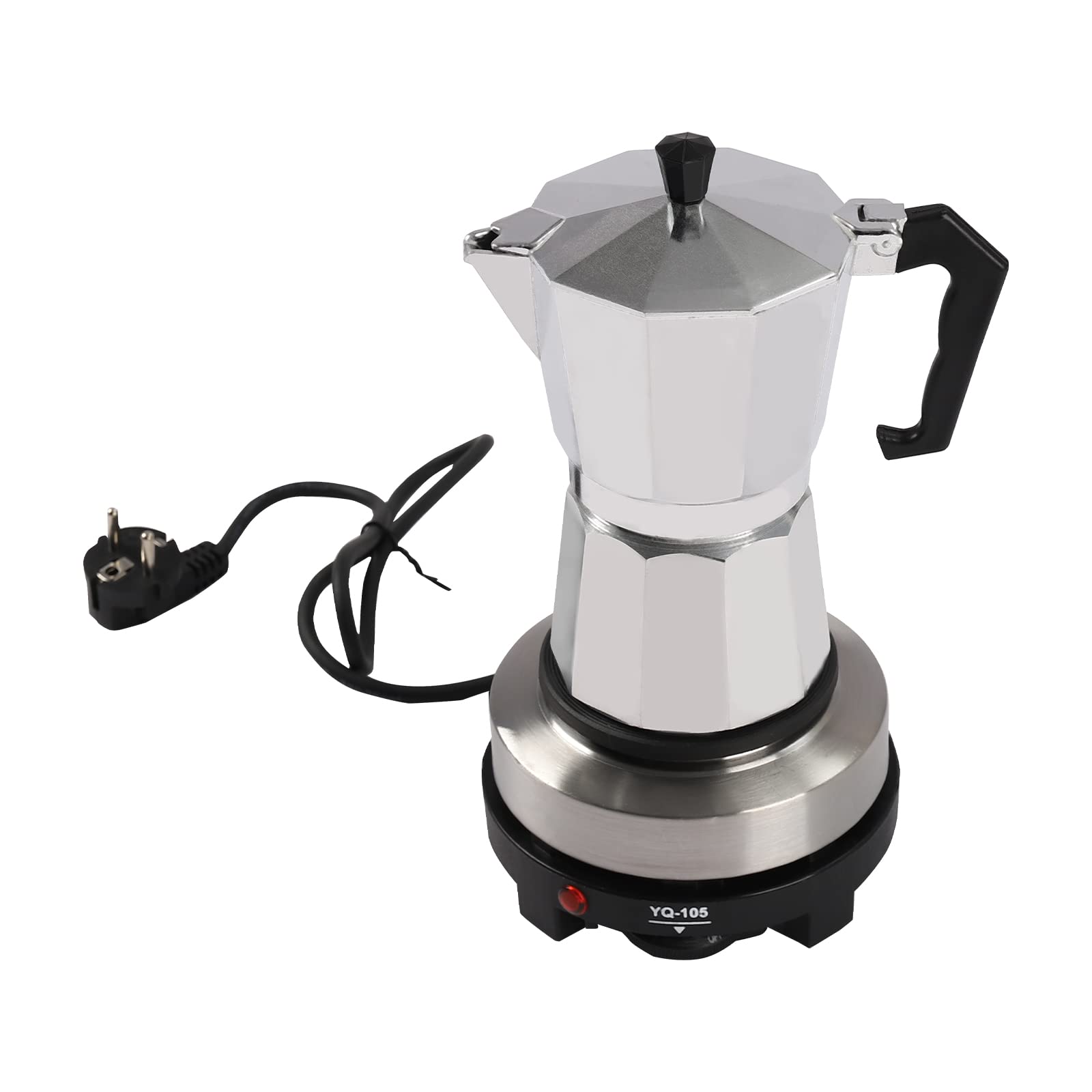 QUIOTUIR Italian Coffee Maker with Electric Heating Plate Adjustable Temperature 300ml/150ml 6/3 Cup Thermostatic Coffee Machine for Cafes, Dressers, Offices, Hotels (300ml, 6 Cups)