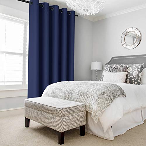 Image of DWCN Patio Sliding Door Curtains - Extra Wide Curtains for Glass Door, Room Divider Blackout Thermal Curtain Grommet Panel with Grommet Top for Bedroom Partition, 6.7ft Wide x 7ft Tall, Navy Blue