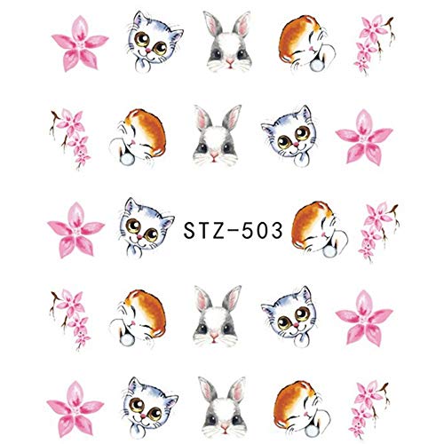 ZJMIYJ Nagelsticker,6 Blatt Wasser Nagel Aufkleber Blume/Flamingo/Tier/Feder/Nail Art Wassertransfer Aufkleber Aufkleber… – Bild 4