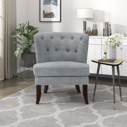 Lexicon Accent Chair, Button Tufted Curved Back Armless Chair, Dark Gray by Lexicon - Used condition - Image 5